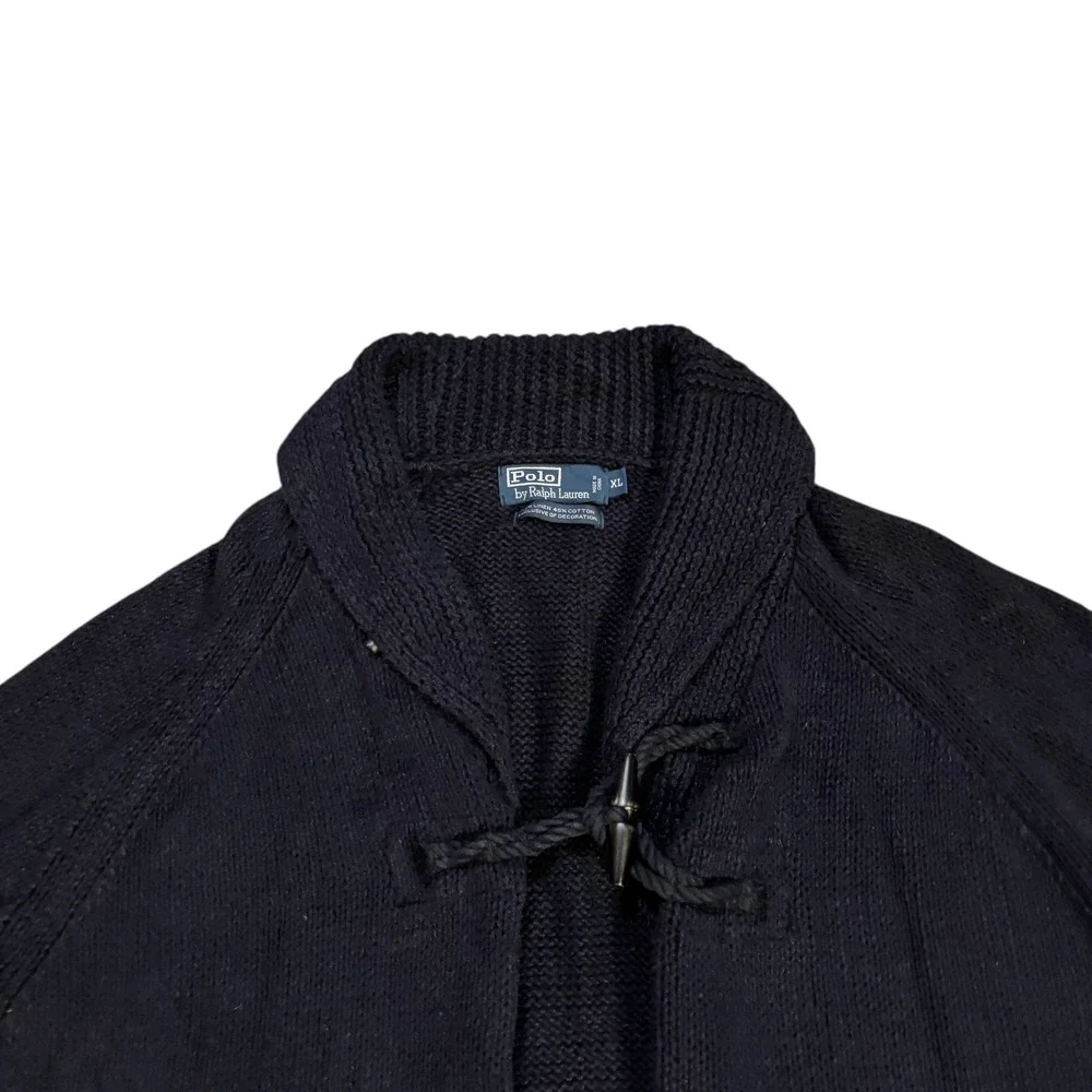 Polo Ralph Lauren Navy Blue Linen Cotton‎ Toggle Shawl Fisherman Cardigan XL